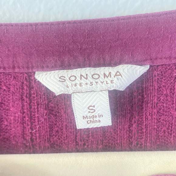 Sonoma women's burgundy long sleeve henley waffle knit size S Y2K Twilight Bella - Picture 4 of 12